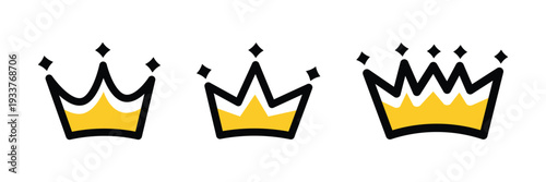 Crown icon collection. Simple vector set of crown symbol. Transparent PNG
