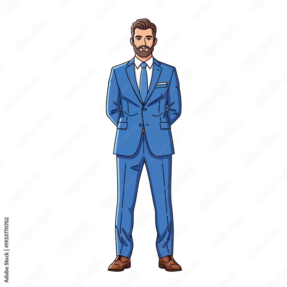 Obraz premium A man in a blue suit standing with his hands behind his back