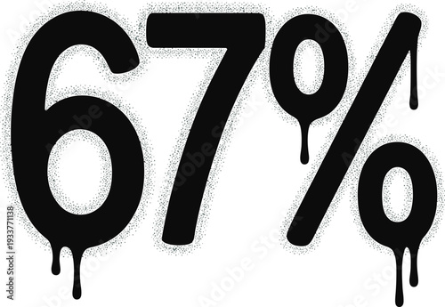 Closeup of a dripping percentage symbol with bold black design