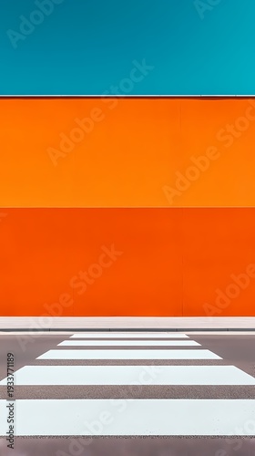 orange geometric street building poster background