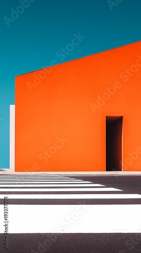 orange geometric street building poster background