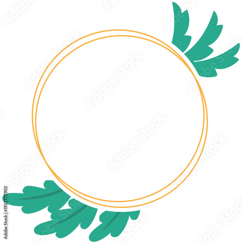 Hand Drawn Leaf Frame with Gold Border Botanical Decorative Template