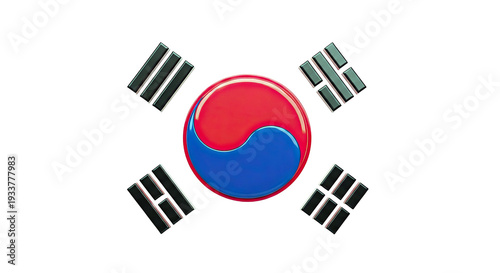 South Korean Flag with 3D Design Elements