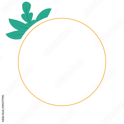 Hand Drawn Leaf Frame with Gold Border Botanical Decorative Template