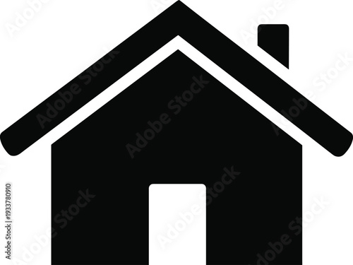 House Icon Silhouette Representing Home Real Estate Property and Residential Building Concept Minimal Black and White Symbol Isolated on White Background