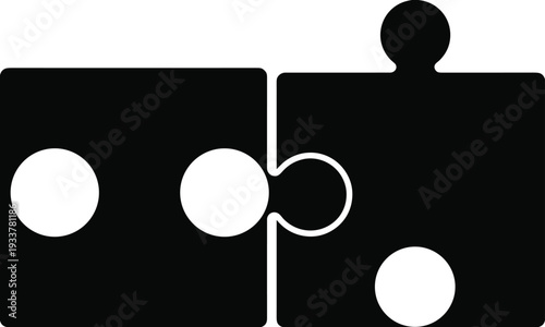 Puzzle Pieces Icon Symbolizing Connection Partnership Teamwork and Problem Solving Concept Minimal Black and White Illustration Isolated on White Background
