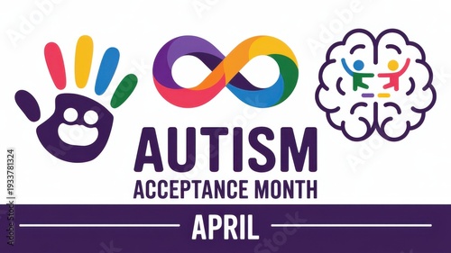 Autism acceptance month awareness ribbon
