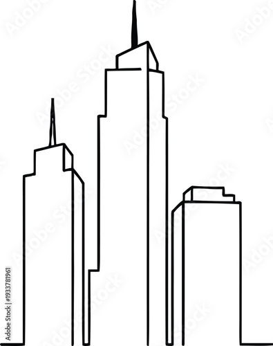 A striking illustration of three iconic skyscrapers in a minimalist black and white design