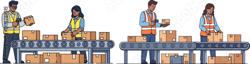 Delivery Van Side View Isolated Transparent Background Flat 2D Vector