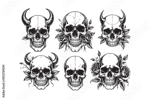 skeleton elements creating a dark spooky Halloween and pirate themed design