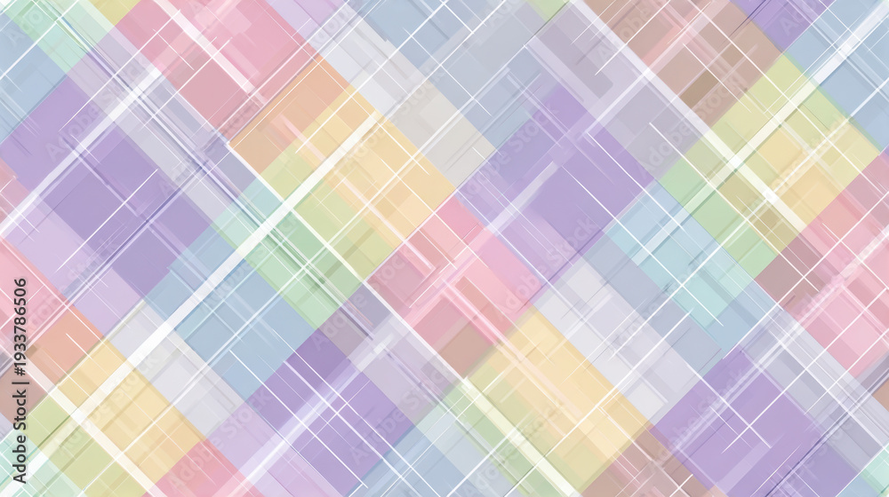 Fototapeta premium Seamless diagonal pastel plaid pattern in soft spring tones