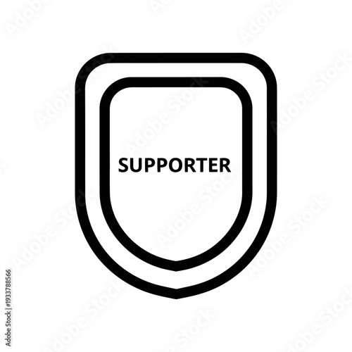 Supporter badge icon isolated on white background for loyalty and teamwork