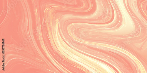 Abstract fluid marble background with peach and cream swirling liquid textures the natural flow of liquid acrylic or polished stone.
