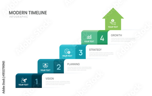 4 Step Business Infographic Template for Process Presentation and Strategy Planning Vector Illustration.