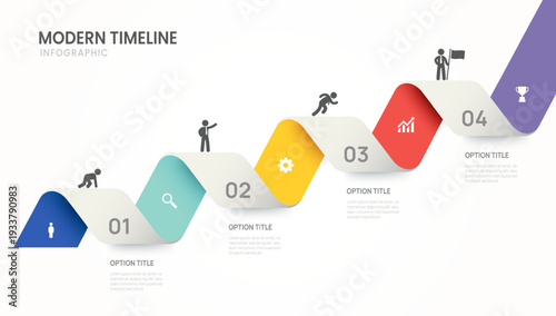 Infographics business timeline 4 steps to success template. presentation and icon vector illustration.
