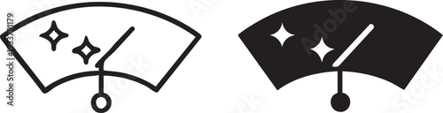 Set of two windshield wiper icons clean glass symbol for car maintenance and automotive apps vector illustration on white background