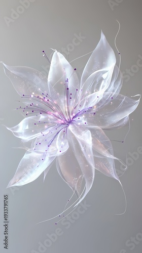 White and purple glass flowers poster background
