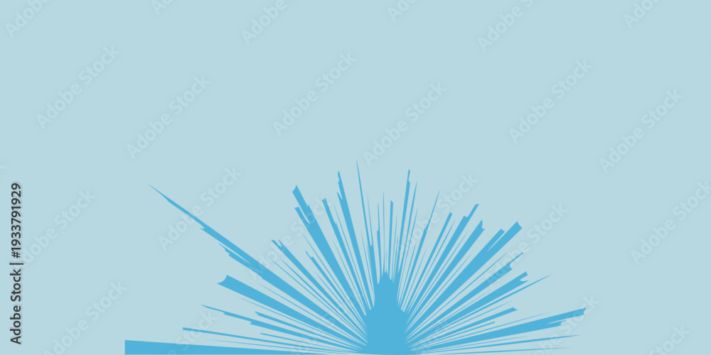 Fototapeta premium Abstract blue palm tree silhouette against light blue background, armed forces day