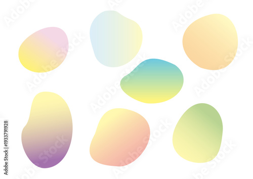  丸い曲線フォルムのグラデーションフレームセット、イエロー、ブルー、パープル、ピンク