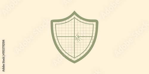A shield with a grid pattern and a logo with background, armed forces day