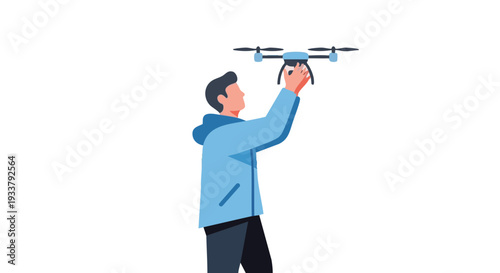 Man Operating Modern Drone. Futuristic Technology, Aerial Robotics, and Innovation Concept.