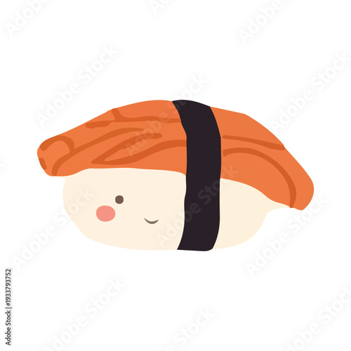 Cute cartoon sushi different topping. japanese street food