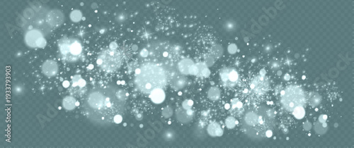 Snow on transparent background. Winter snowfall effect of falling white snow flakes and shining, New Year snowstorm or blizzard realistic backdrop. Christmas or Xmas holidays.