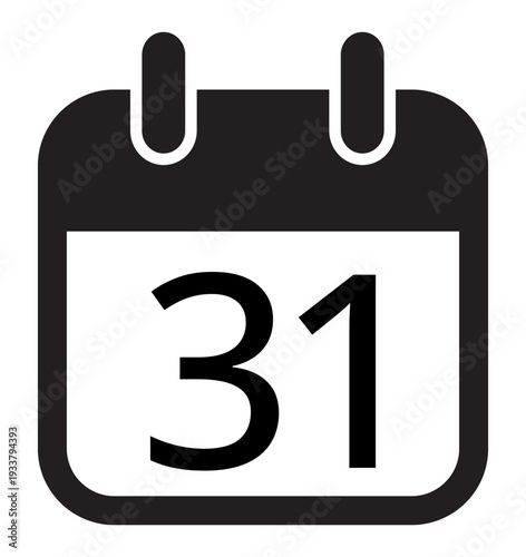 Vector illustration of a calendar icon with thirty one date for schedule