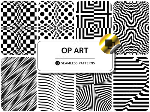 柄違いのシームレスパターンのセット オプアート