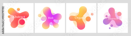 Set shape round gradient blob organic form. Abstract collection irregular blob. Liquid form deformed elements. flyer banner abstract design