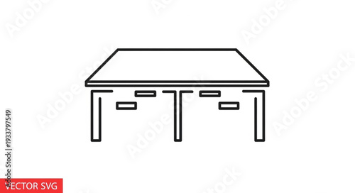 Simple line drawing of a modern coffee table.