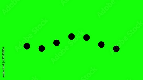 7 Black Dots Loading Animation with Green Screen Background