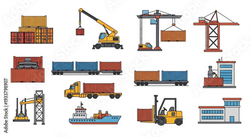 Collection of Shipping and Logistics Equipment and Vehicles.