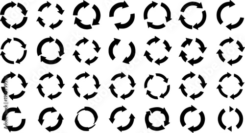 Circular Arrows: Cycle, Recycle, and Repeat Symbols Pattern