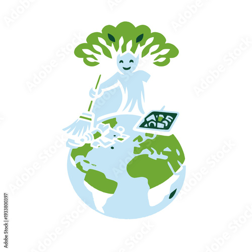 green planet earth clean earth by tress vector design 