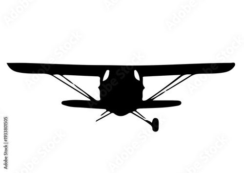 small airplane silhouette , propeller aircraft vector icon