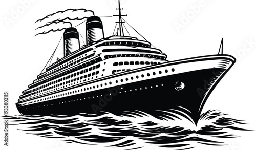 Vector art of a cruise ship isolated on white background Art & Illustration