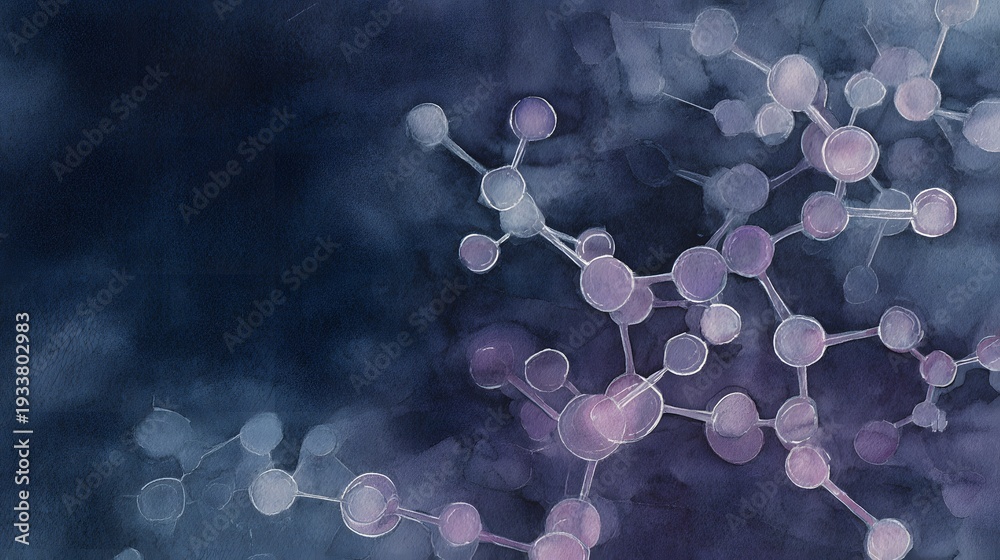 Fototapeta premium Luminous Molecular Art Abstract Scientific Illustration Indigo Background Deep Creative Concept