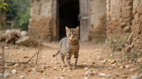 Wild stray cat in village.