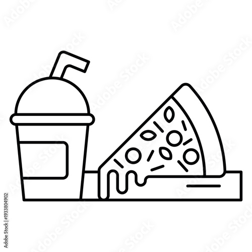 Pizza and Soda Combo Line Icon