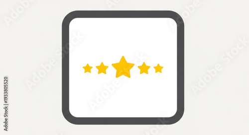 Five yellow stars rating icon on white background.
