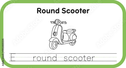 Line Art Scooter for Kids Learning to Write "Round Scooter"