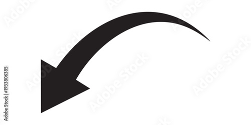 A black arrow pointing to the left and curving upwards in a clockwise direction