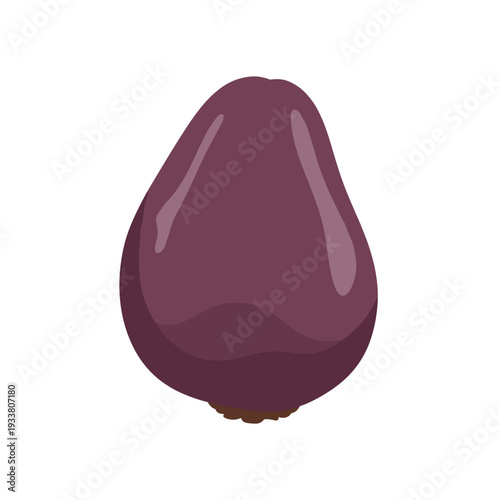 Single stylized purple onion bulb with brown root detail isolated.