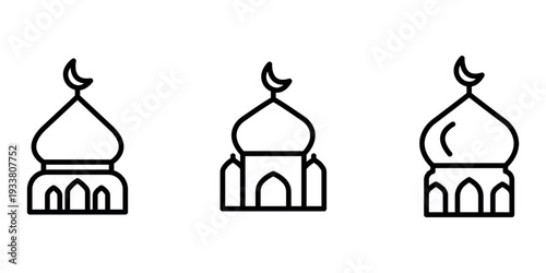 mosque outline or line icon design bundle.