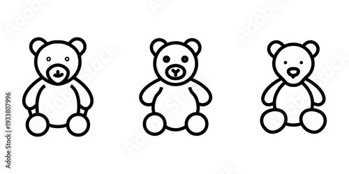teddy-bear outline or line icon design bundle.