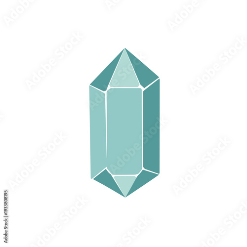 Faceted Teal Crystal Point with Geometric Precision and Subtle Shading.