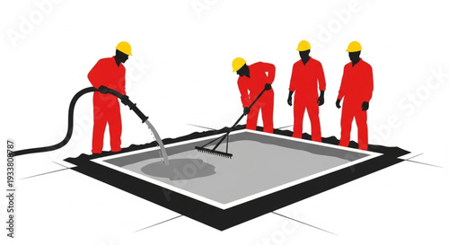 Construction Workers Applying Concrete Coating.