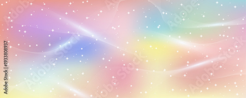 A vibrant and serene abstract background with a pastel rainbow color scheme and sparkling white dots