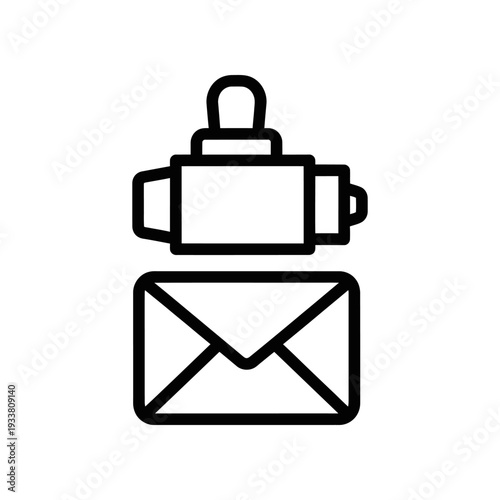 Email marketing icon with camera, online communication symbol